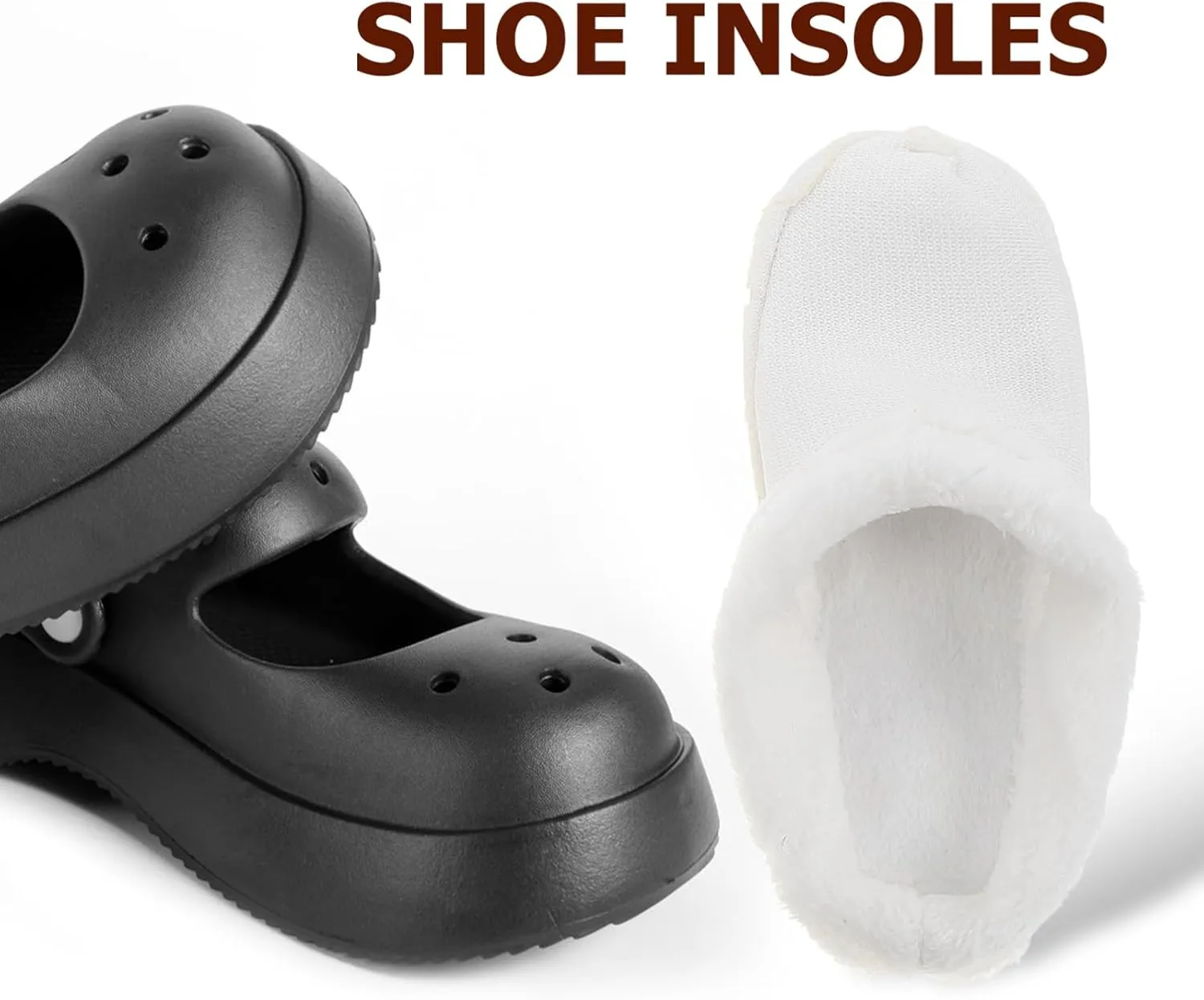 Fuzzy Shoe Insoles House Slipper Insert Warm Liner Insoles for Clogs Replacement Sandals Comfort Lining Cold Weather Size 8