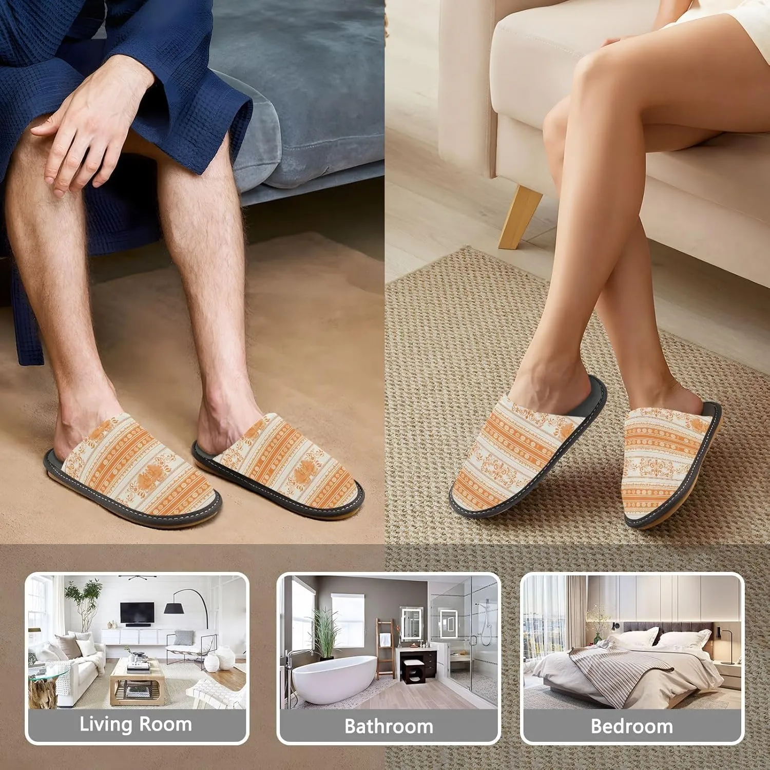 Fuzzy Slippers for Women Men Cozy Memory Foam Scuff Slippers Warm House Shoes Indoor/Outdoor