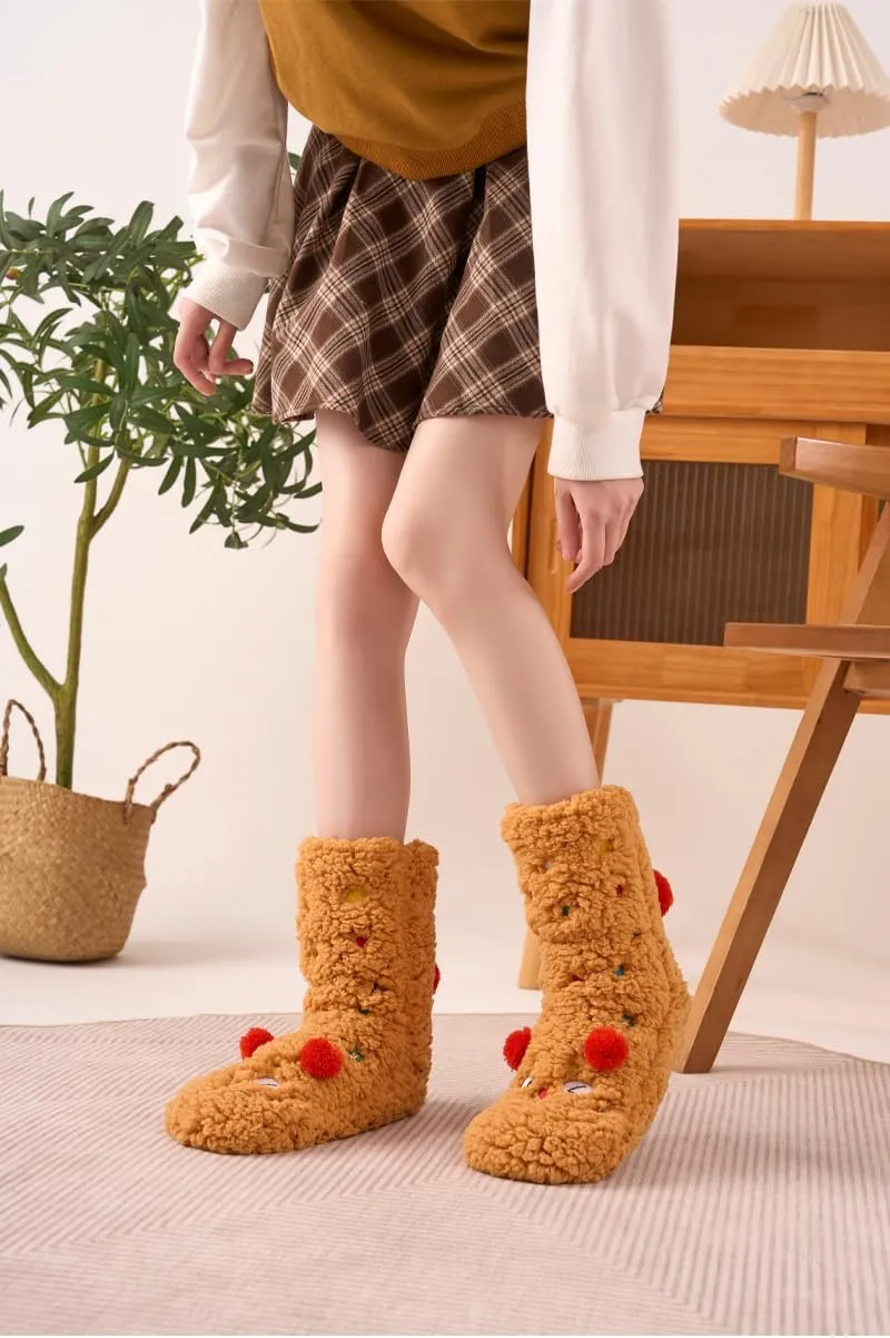 Fuzzy Socks for Women and Men Non-Slip Soft Fluffy Slipper Sock Plush Animal Christmas Warm Sleep Home Sock