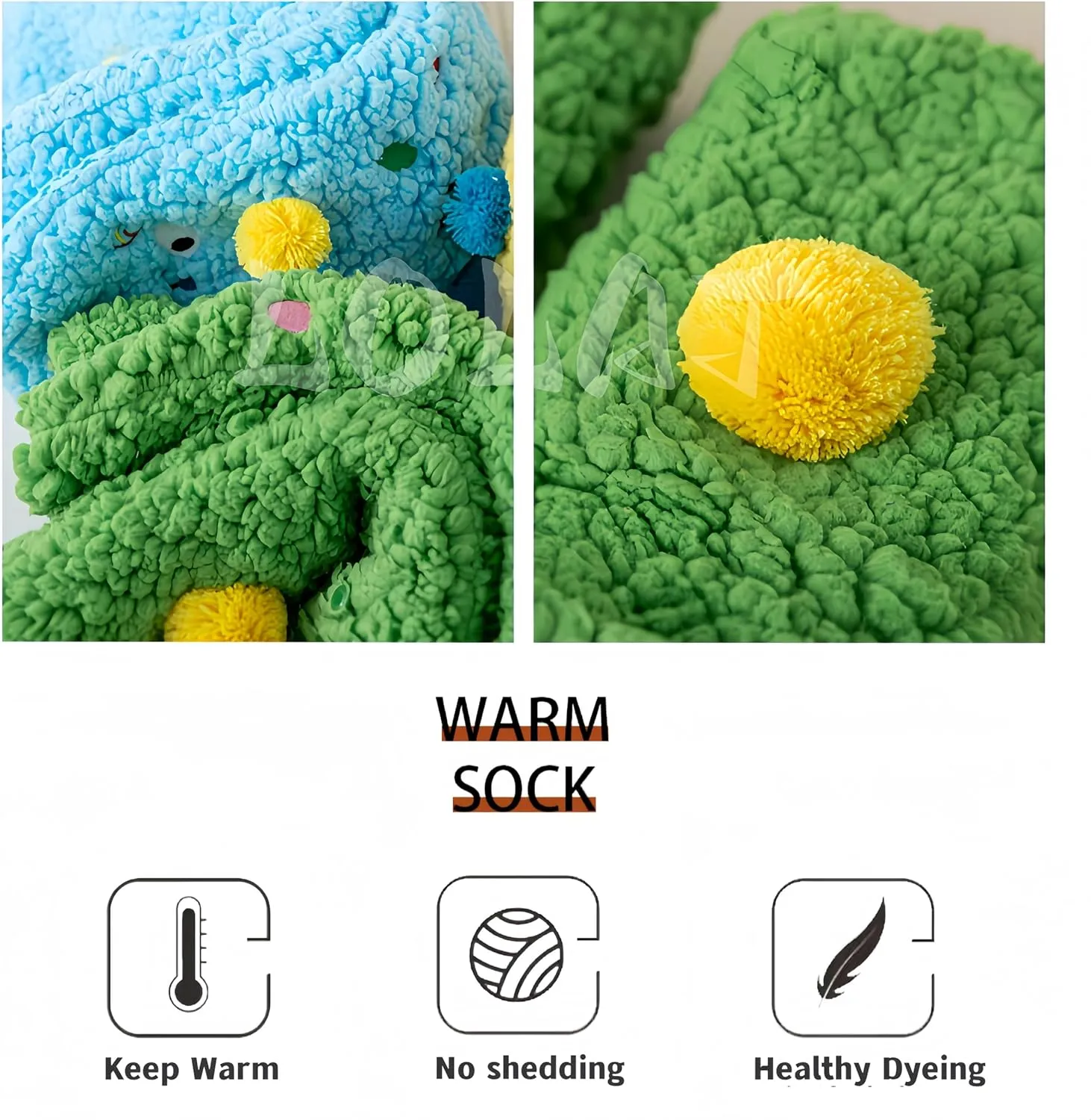 Fuzzy Socks for Women and Men Non-Slip Soft Fluffy Slipper Sock Plush Animal Christmas Warm Sleep Home Sock