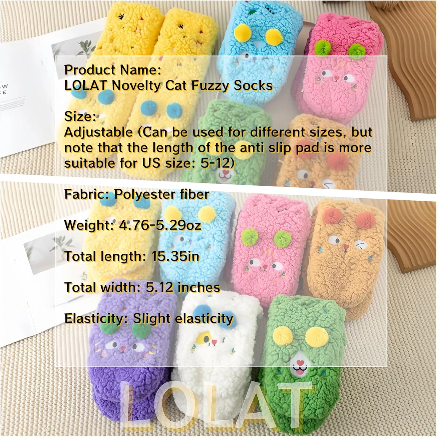 Fuzzy Socks for Women and Men Non-Slip Soft Fluffy Slipper Sock Plush Animal Christmas Warm Sleep Home Sock