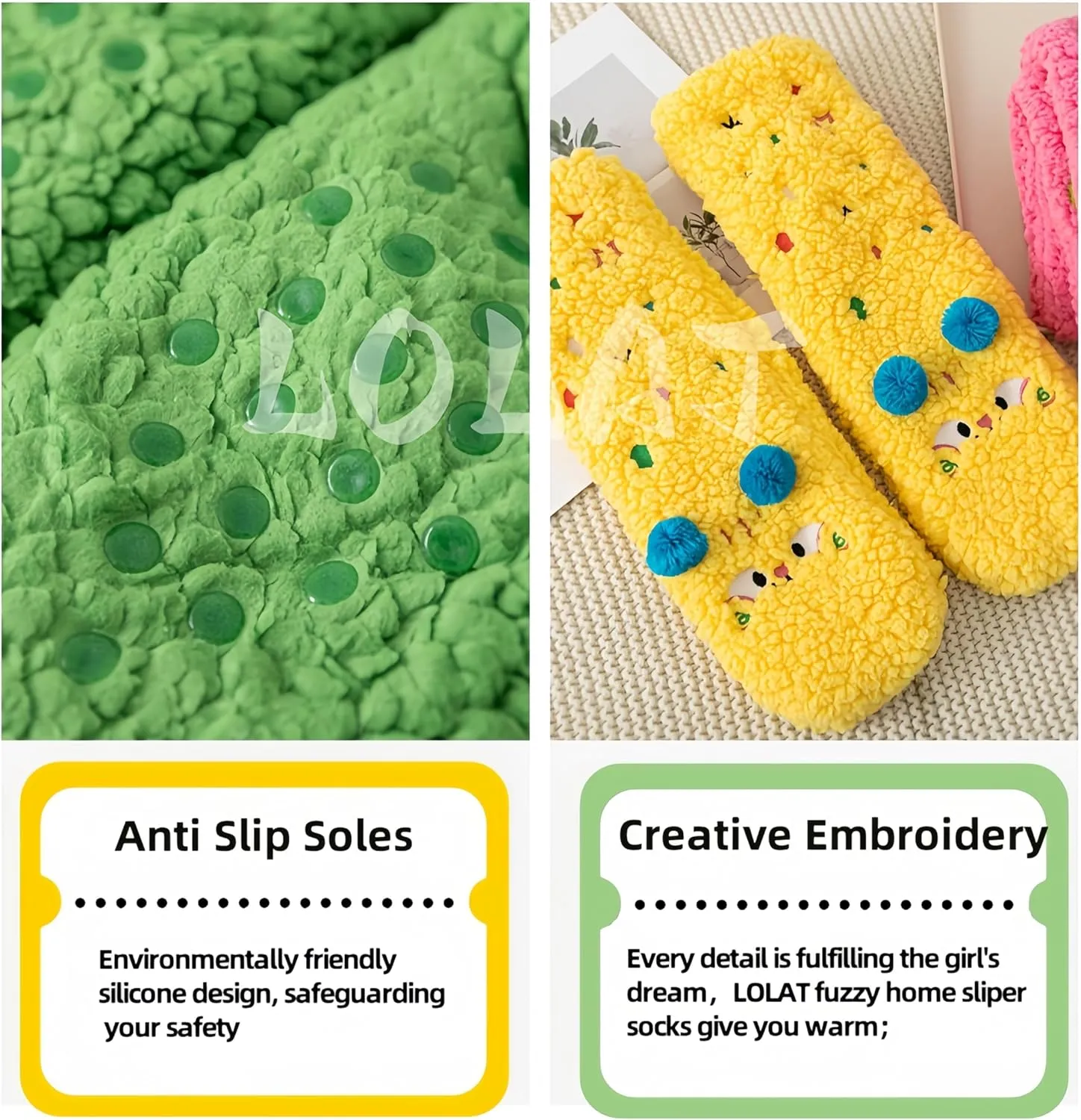 Fuzzy Socks for Women and Men Non-Slip Soft Fluffy Slipper Sock Plush Animal Christmas Warm Sleep Home Sock