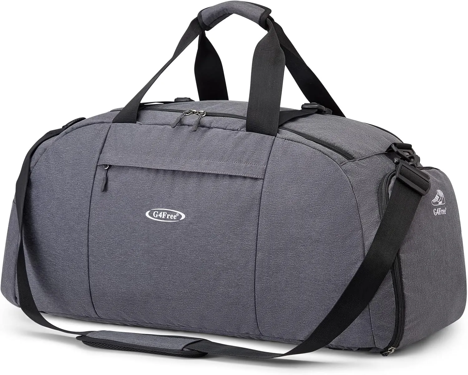 G4Free 70L Large 3-Way Duffle Backpack Gym Bag with Shoe Compartment Lightweight Waterproof Foldable Sports Duffel Bag Travel Backpack Luggage (Grey)