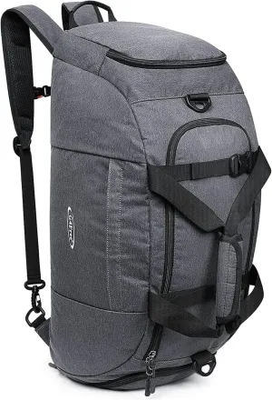 G4Free 70L Large 3-Way Duffle Backpack Gym Bag with Shoe Compartment Lightweight Waterproof Foldable Sports Duffel Bag Travel Backpack Luggage (Grey)