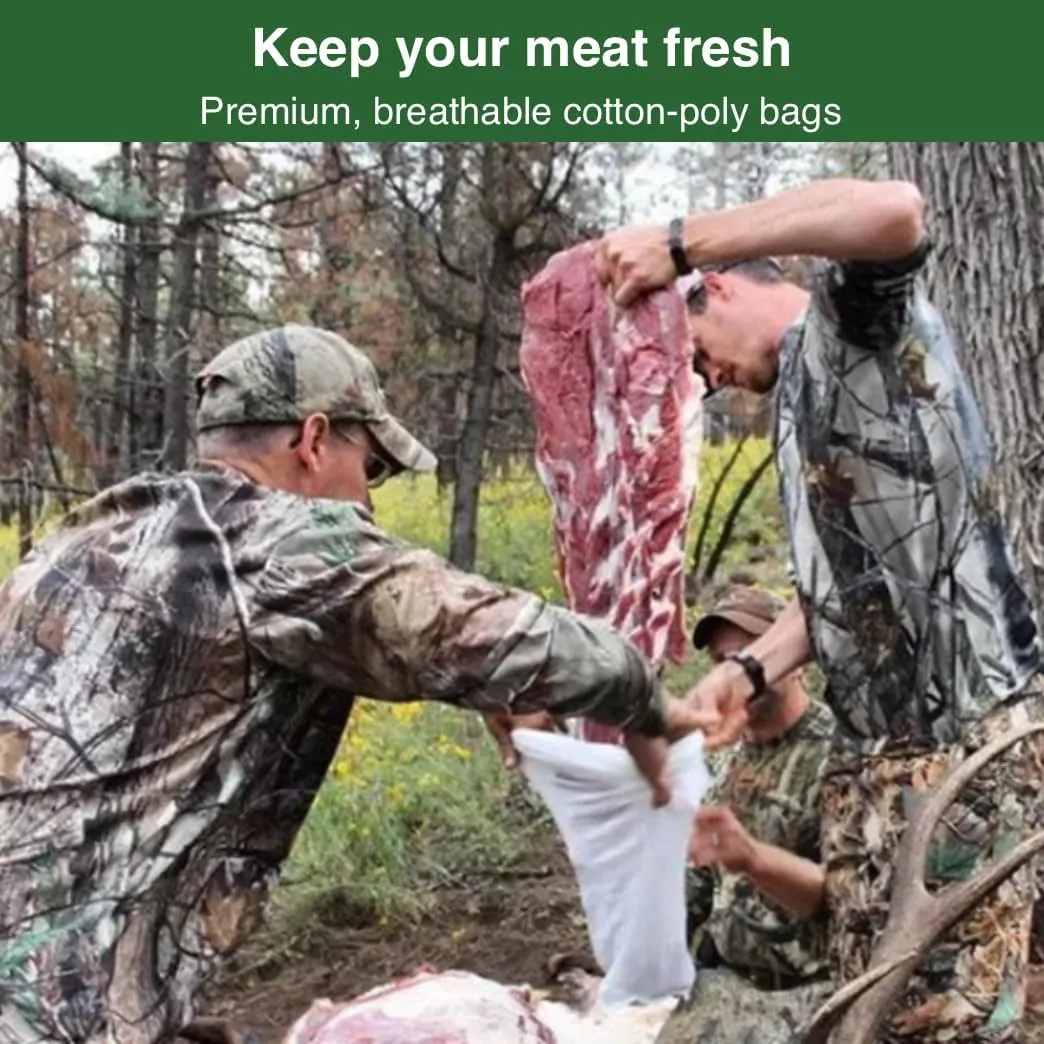 Game Bags Hunting | Available in Packs of 5 Deer or Elk Quarter Bags or as a Single Deer Full Body Bag | Reusable, Breathable & Stretchable | Vacuum Sealed for Easy Carry