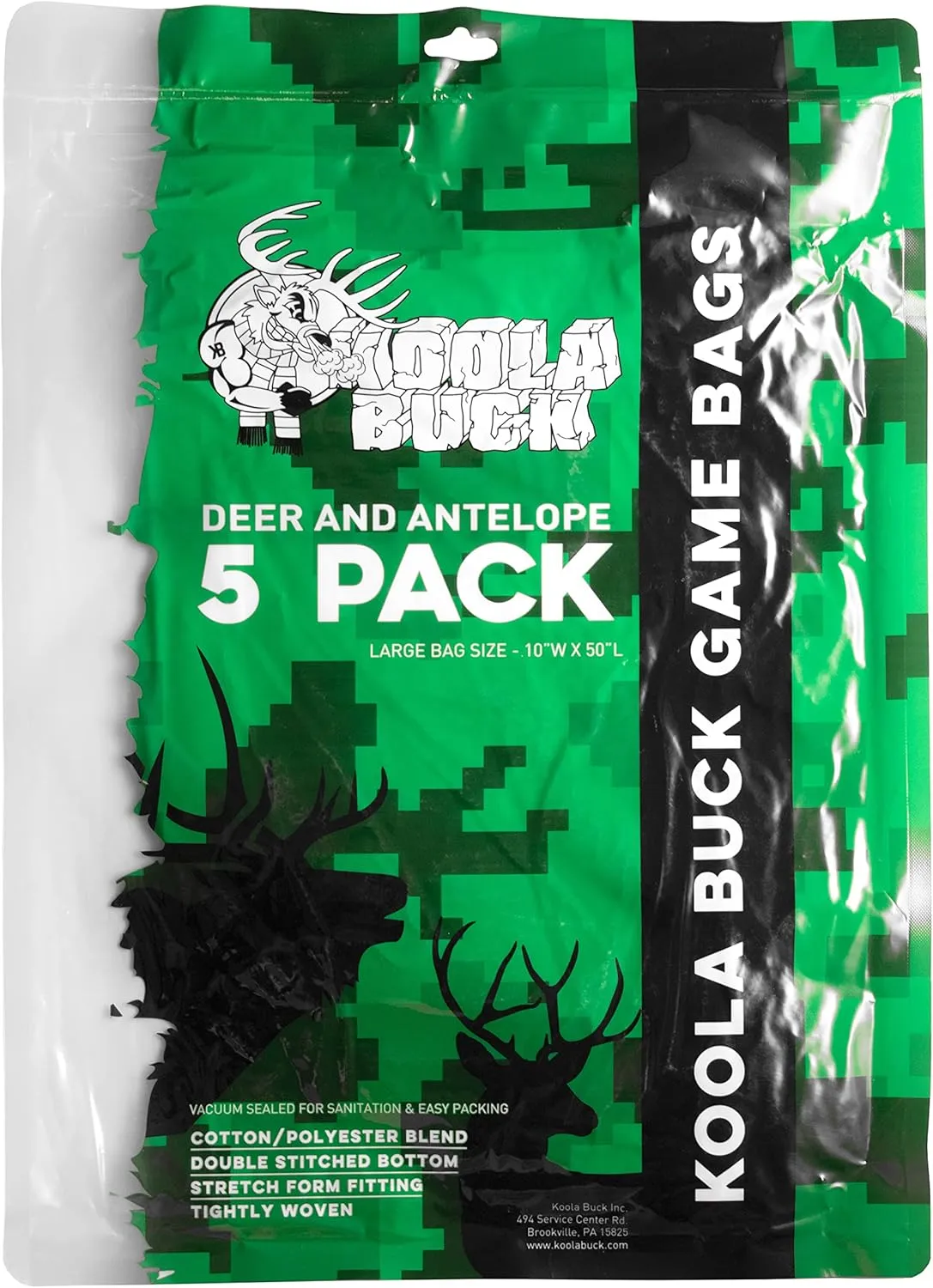 Game Bags Hunting | Available in Packs of 5 Deer or Elk Quarter Bags or as a Single Deer Full Body Bag | Reusable, Breathable & Stretchable | Vacuum Sealed for Easy Carry