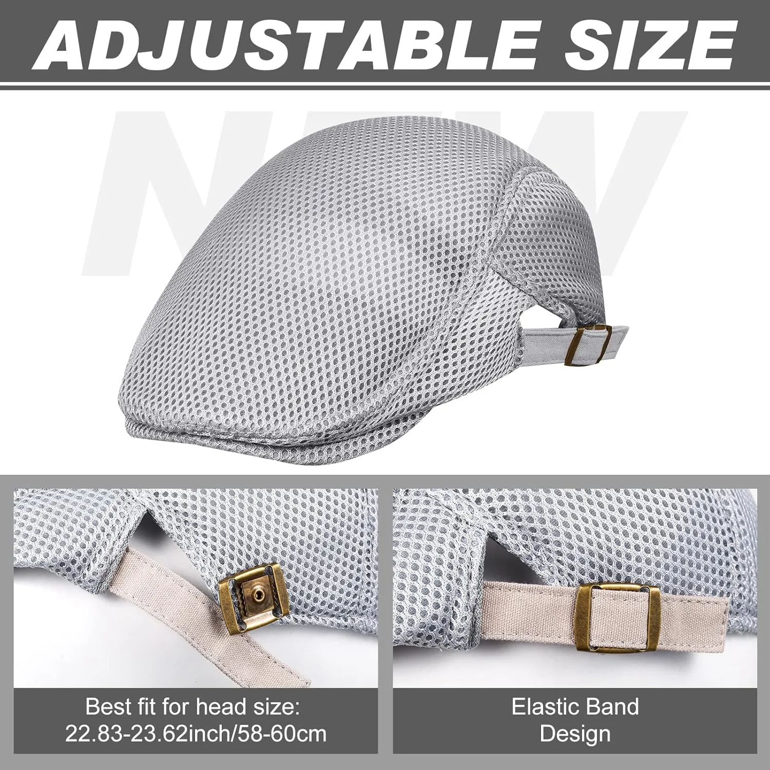 Geyoga 6 Pieces Men's Mesh Flat Cap Breathable Summer Newsboy Hat Cabbie Flat Cap