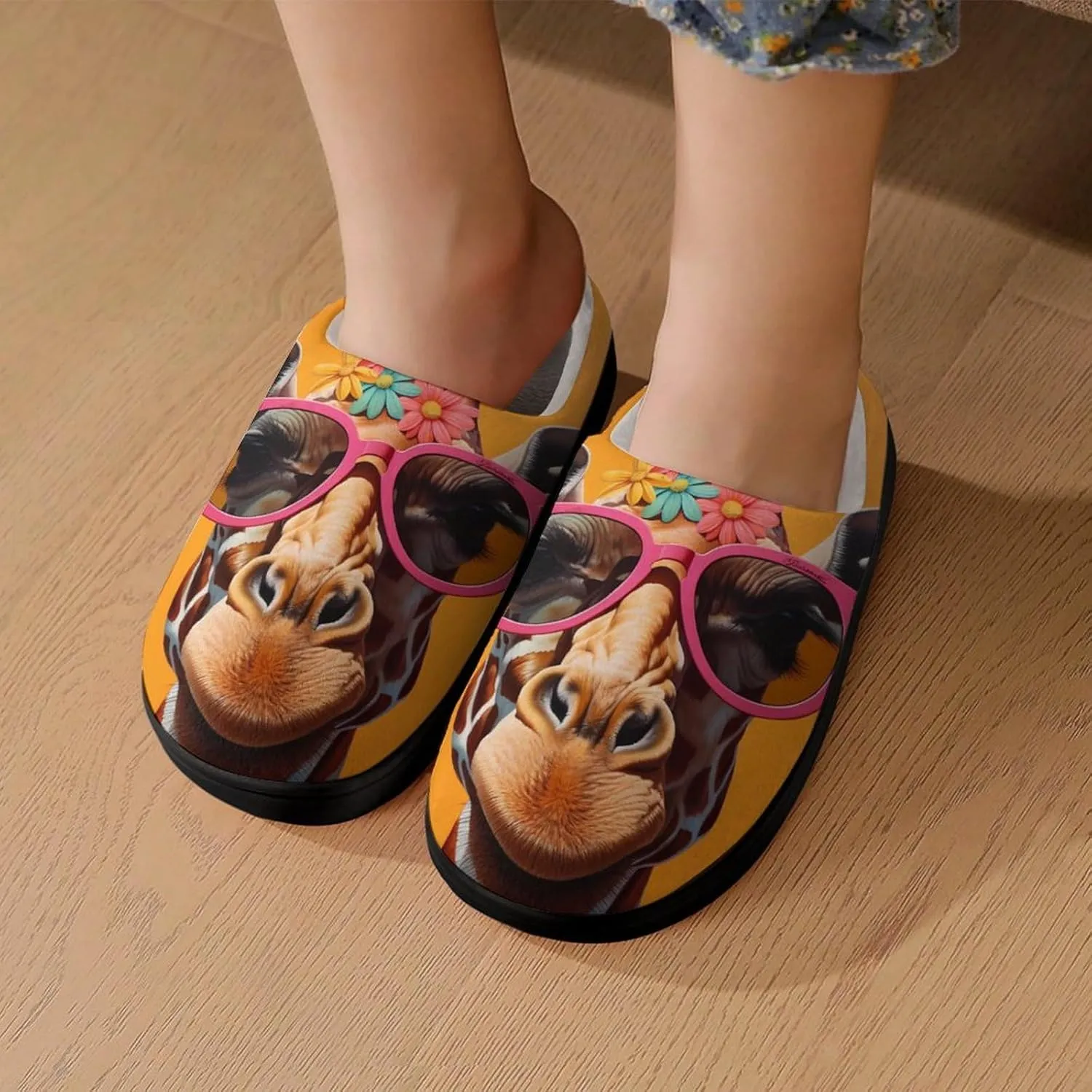 Giraffe Kids Slippers for Girls Boys Winter Warm Plush Slip On House Slippers for Indoor Outdoor