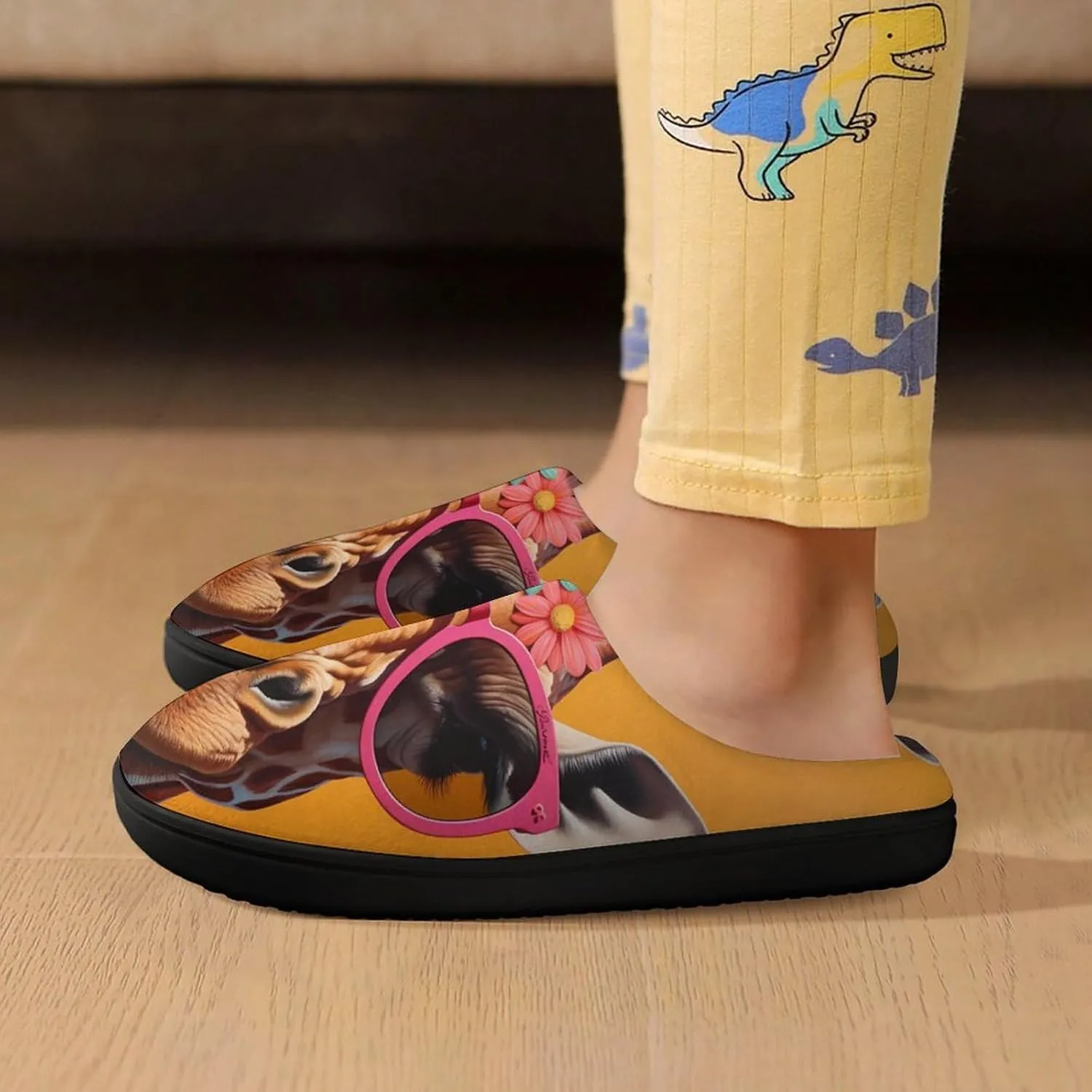 Giraffe Kids Slippers for Girls Boys Winter Warm Plush Slip On House Slippers for Indoor Outdoor