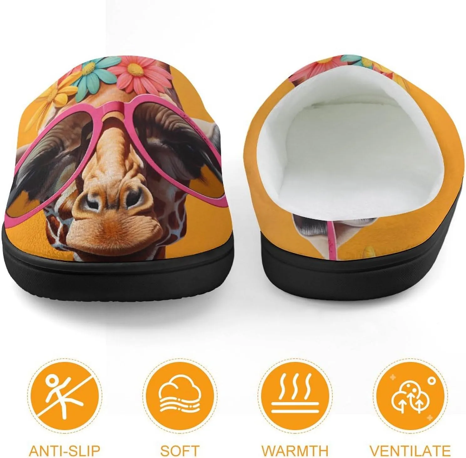 Giraffe Kids Slippers for Girls Boys Winter Warm Plush Slip On House Slippers for Indoor Outdoor