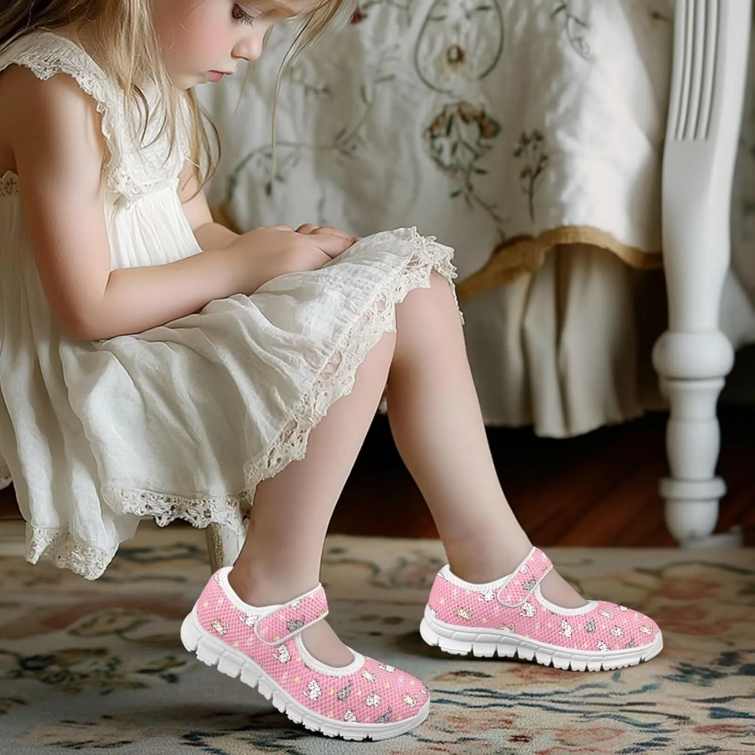 Girls Mary Jane Shoes Breathable Comfort Casual Sneaker School Wedding Party Shoes Ballet Flat