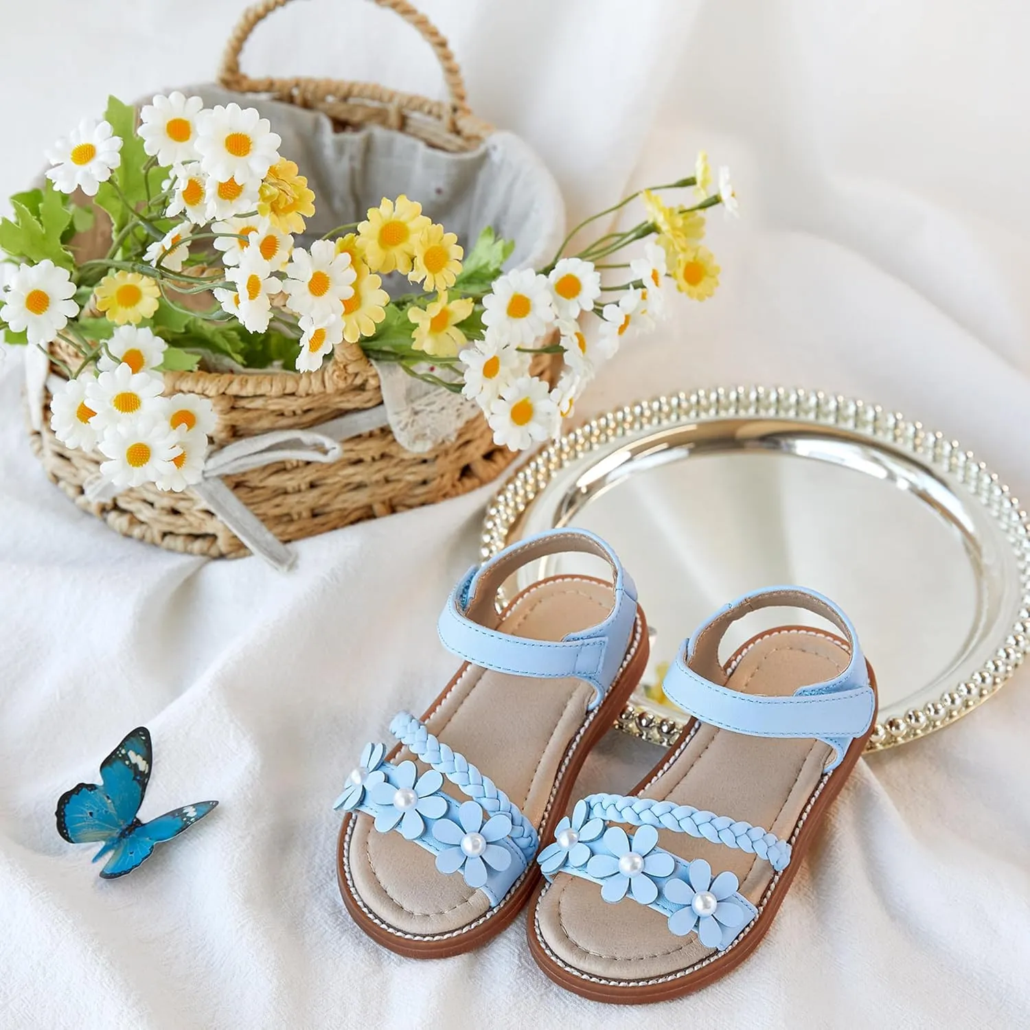 Girls Open Toe Flat Sandals Summer Casual Toddler Little Kid Sandals