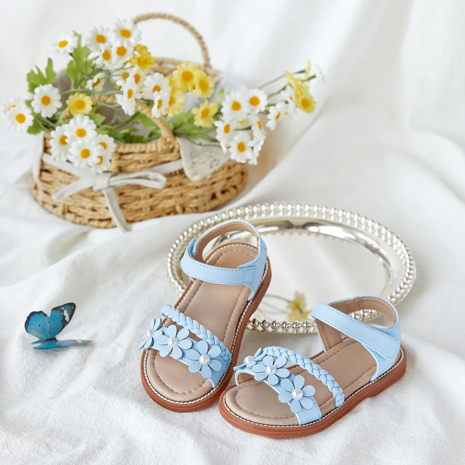 Girls Open Toe Flat Sandals Summer Casual Toddler Little Kid Sandals