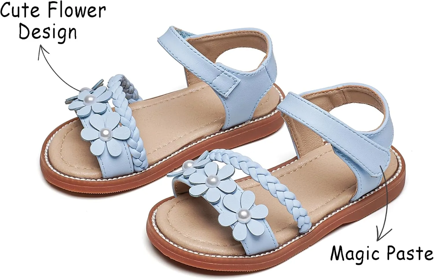 Girls Open Toe Flat Sandals Summer Casual Toddler Little Kid Sandals