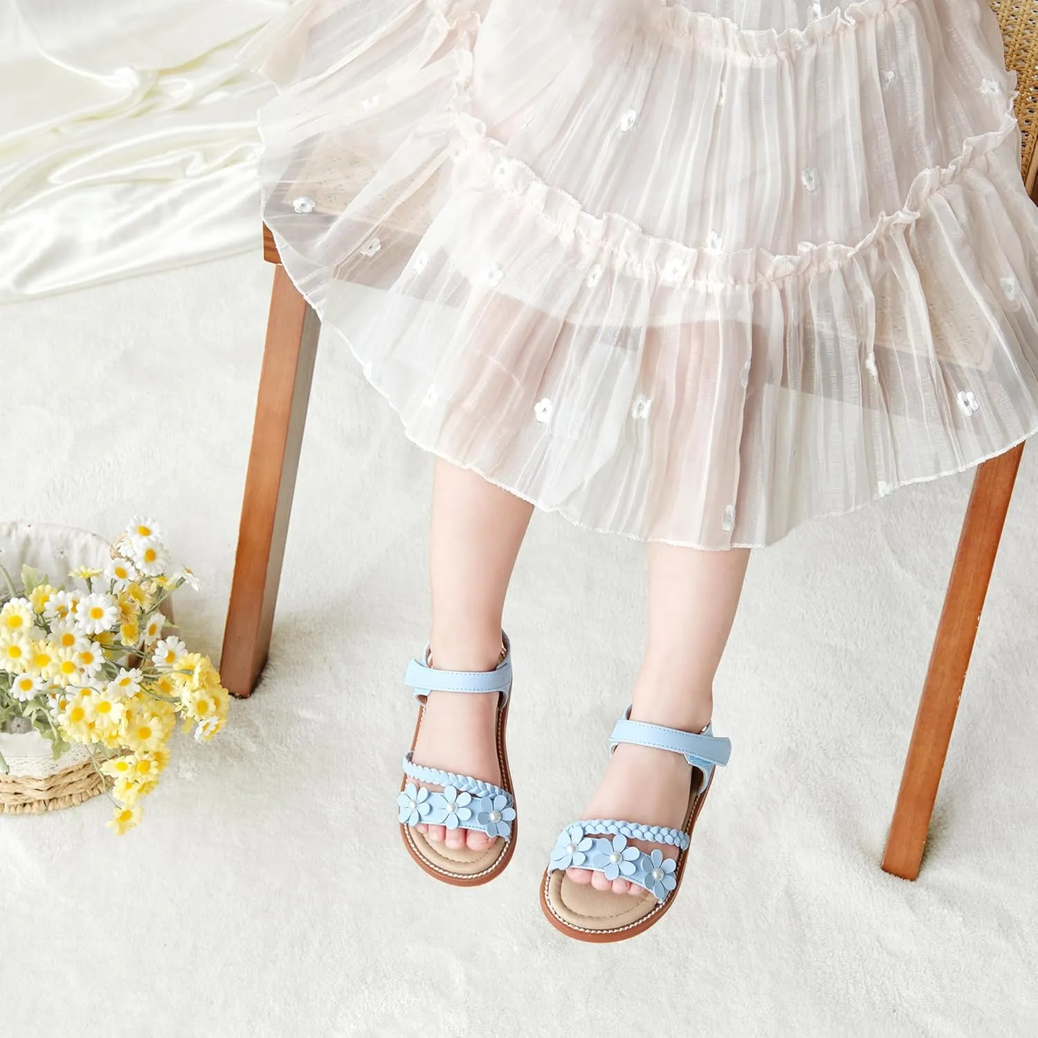 Girls Open Toe Flat Sandals Summer Casual Toddler Little Kid Sandals
