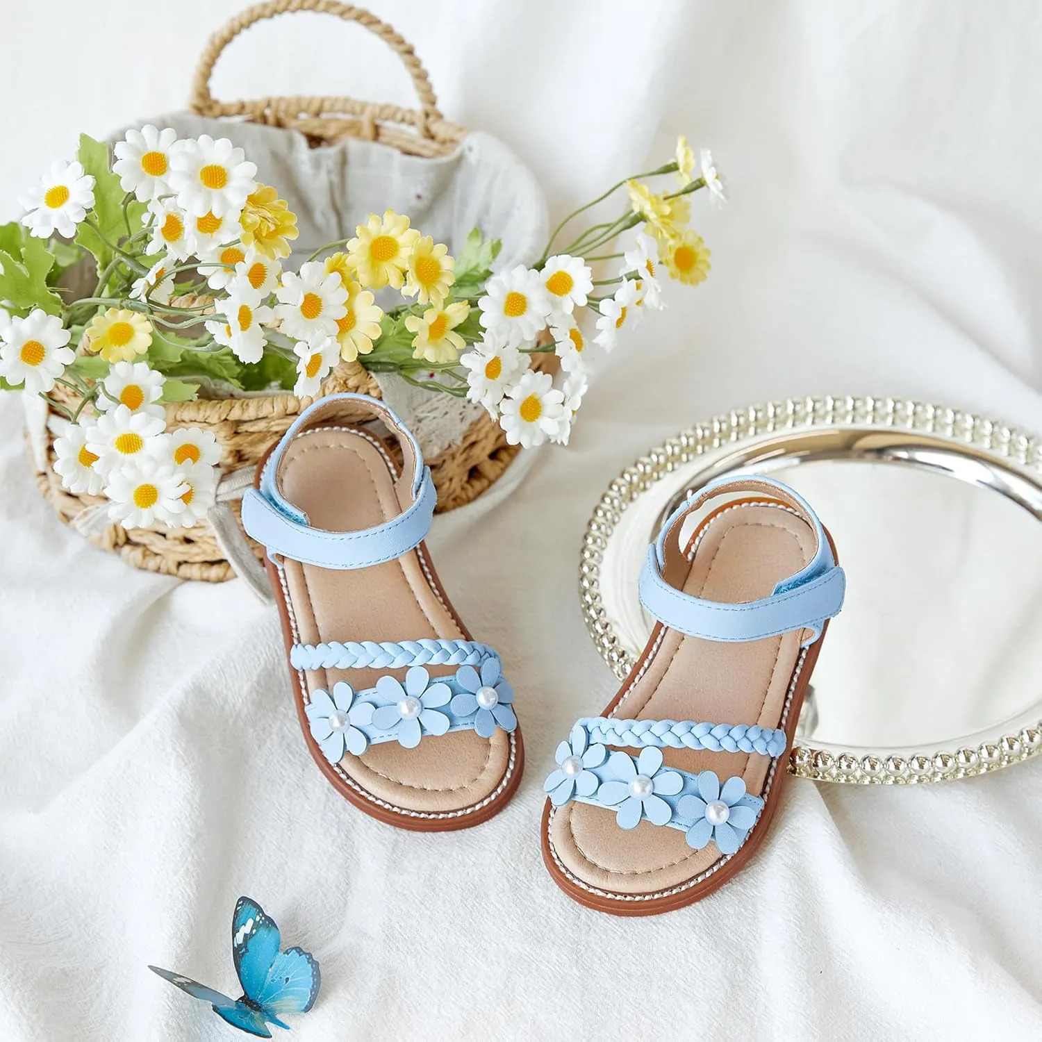 Girls Open Toe Flat Sandals Summer Casual Toddler Little Kid Sandals