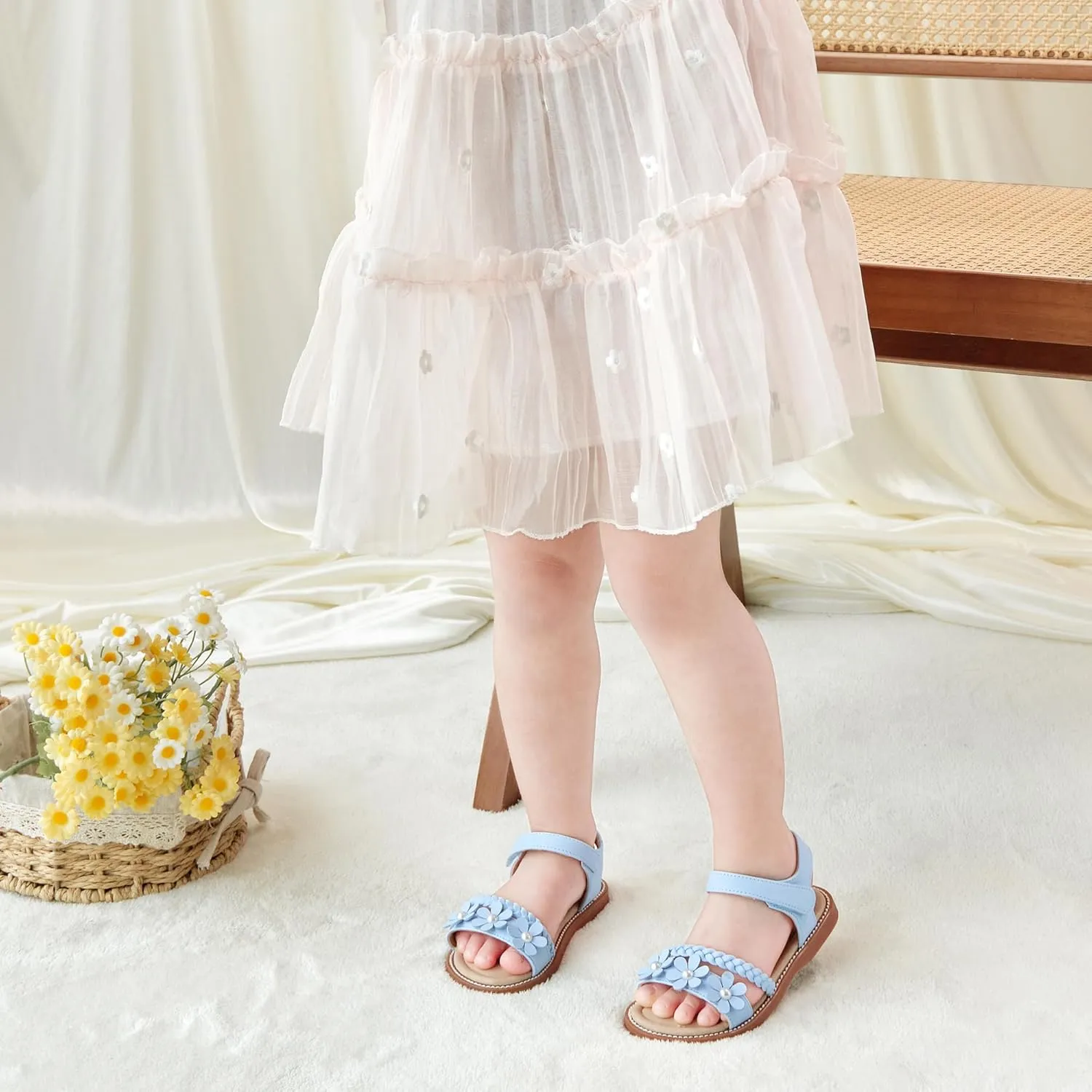 Girls Open Toe Flat Sandals Summer Casual Toddler Little Kid Sandals