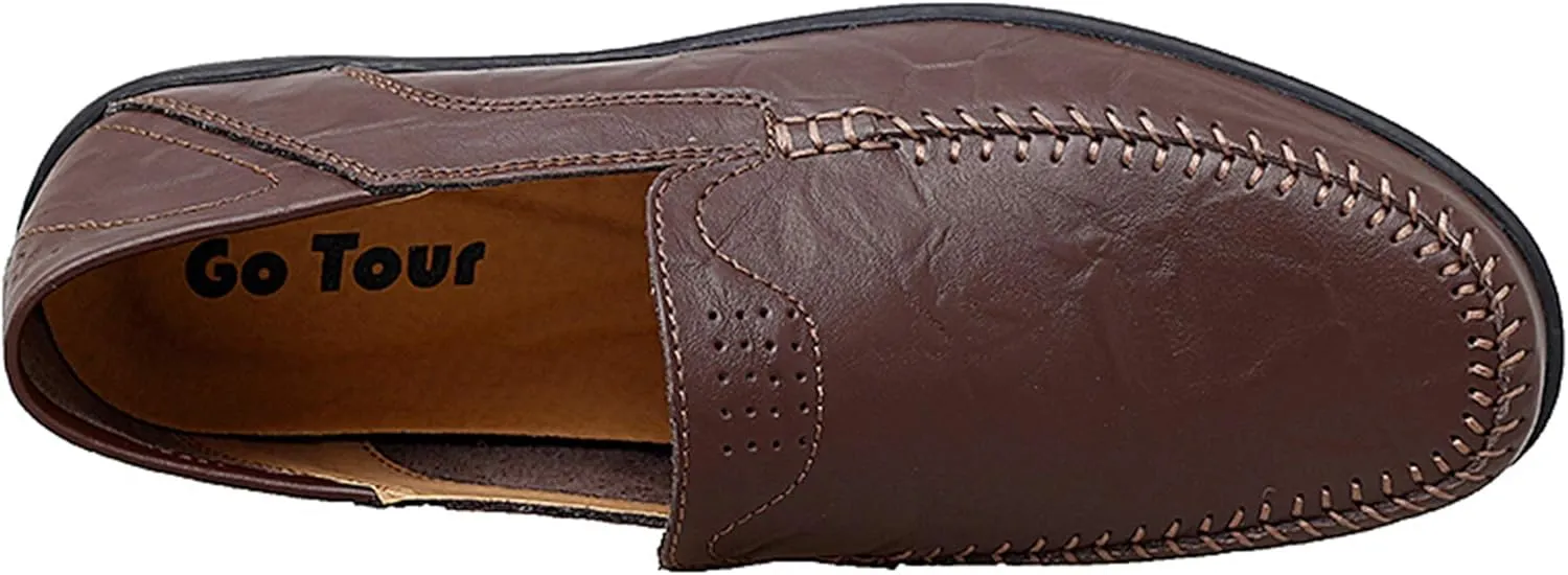 Go Tour Men's Premium Genuine Leather Casual Slip on Loafers Breathable Driving Shoes Fashion Slipper