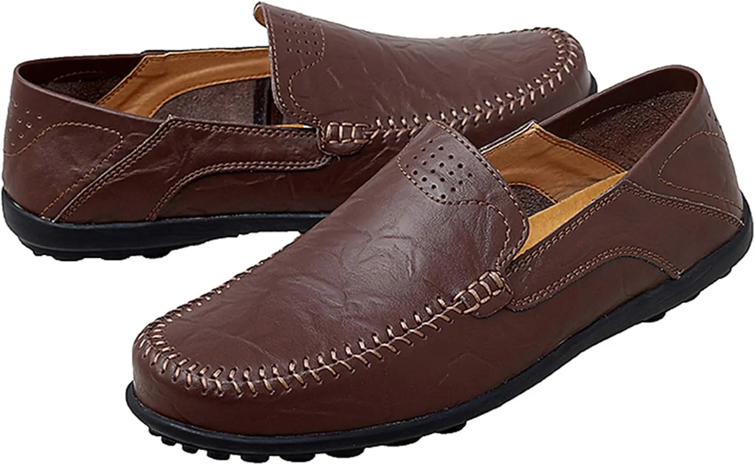 Go Tour Men's Premium Genuine Leather Casual Slip on Loafers Breathable Driving Shoes Fashion Slipper