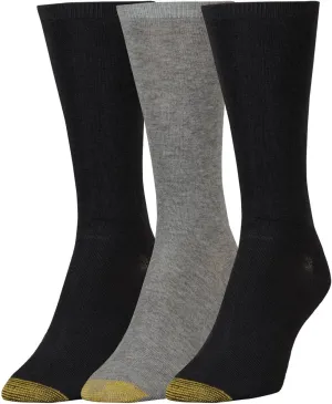 GOLDTOE Women's Non Binding Flat Knit Crew Socks 3 Pack