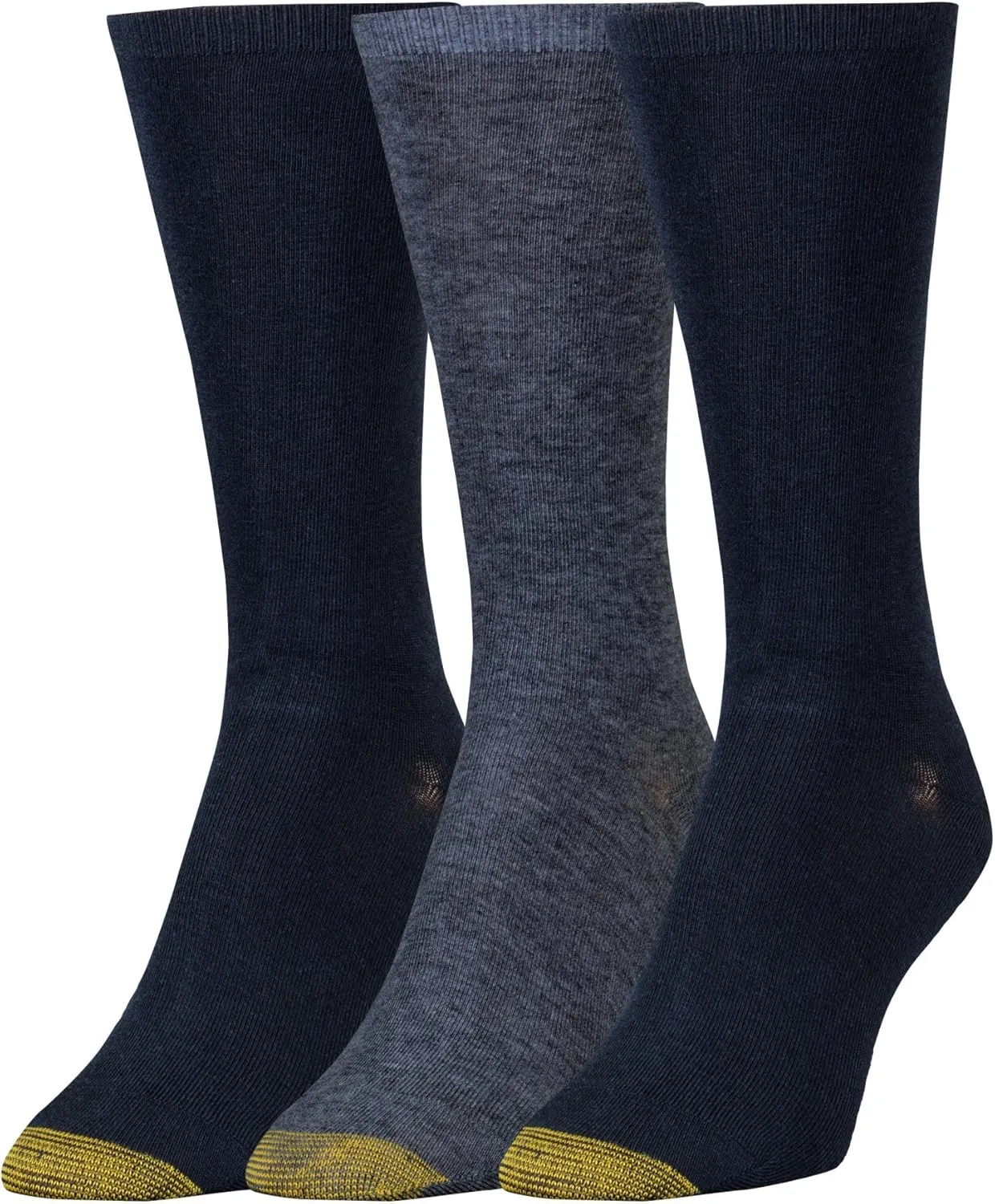 GOLDTOE Women's Non Binding Flat Knit Crew Socks 3 Pack