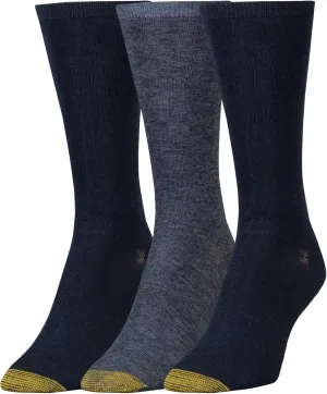 GOLDTOE Women's Non Binding Flat Knit Crew Socks 3 Pack