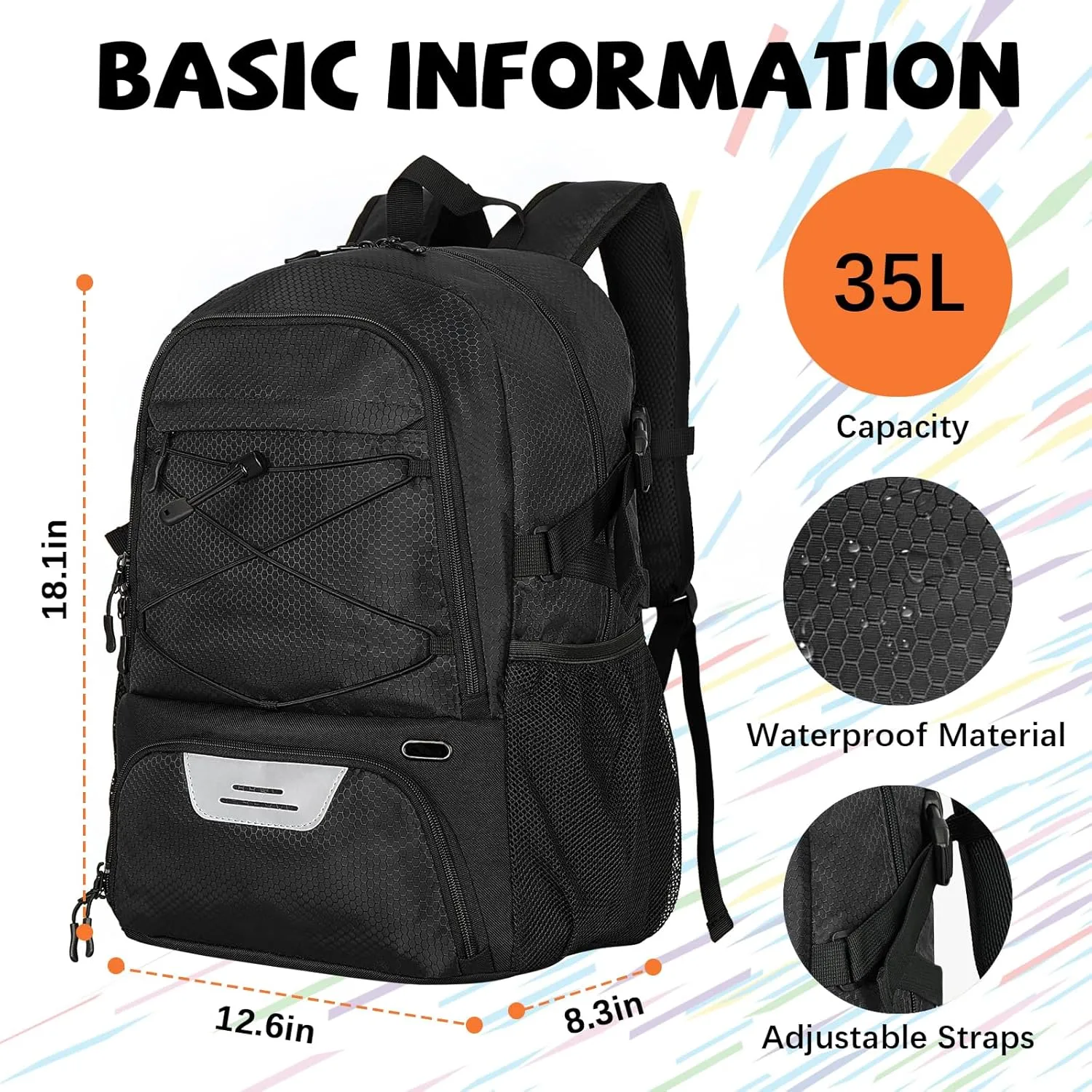 Goloni Soccer Bag,Large Sports Bag with with Separate Ball & Shoe Compartments,Youth Soccer Backpack for Basketball