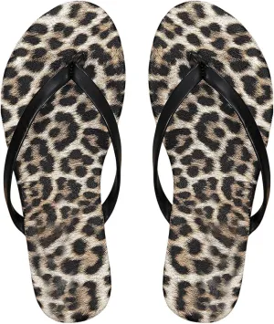 GORGLITTER Women's Leopard Print Flip Flops Slip On Open Toe Cheetah Slides Flat Sandals