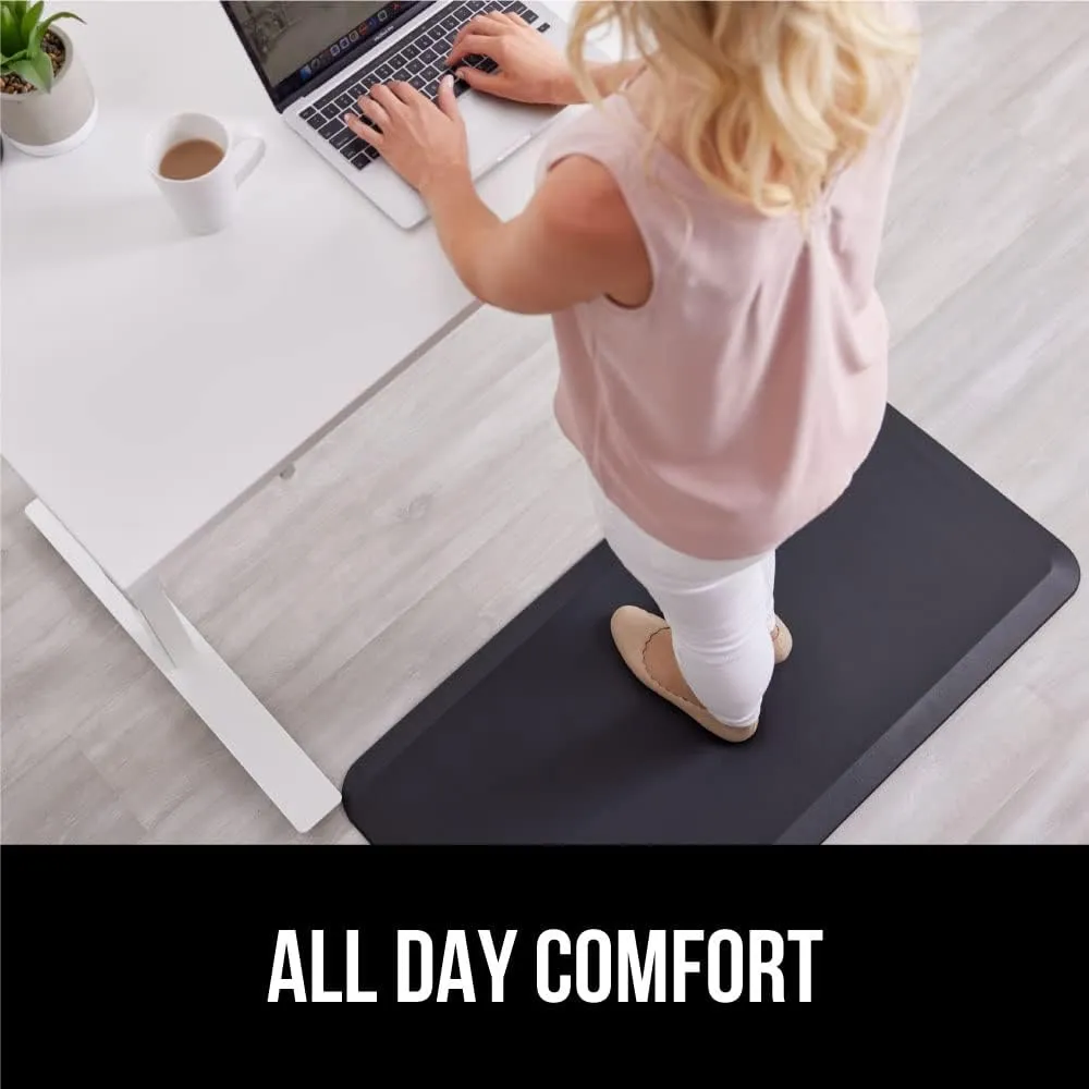 GORILLA GRIP Cushioned Anti Fatigue Mats for Kitchen Floor, 39x20, Ergonomic Standing Office Desk Mat, Waterproof Scratch Resistant Pebbled Top, Supportive Comfort Padded Foam Rugs, 3/4 in Thick Black