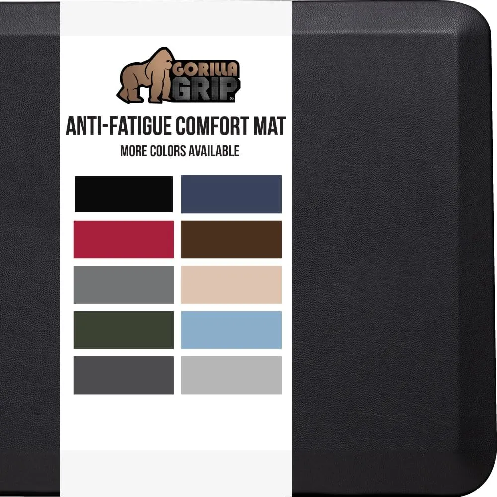 GORILLA GRIP Cushioned Anti Fatigue Mats for Kitchen Floor, 39x20, Ergonomic Standing Office Desk Mat, Waterproof Scratch Resistant Pebbled Top, Supportive Comfort Padded Foam Rugs, 3/4 in Thick Black