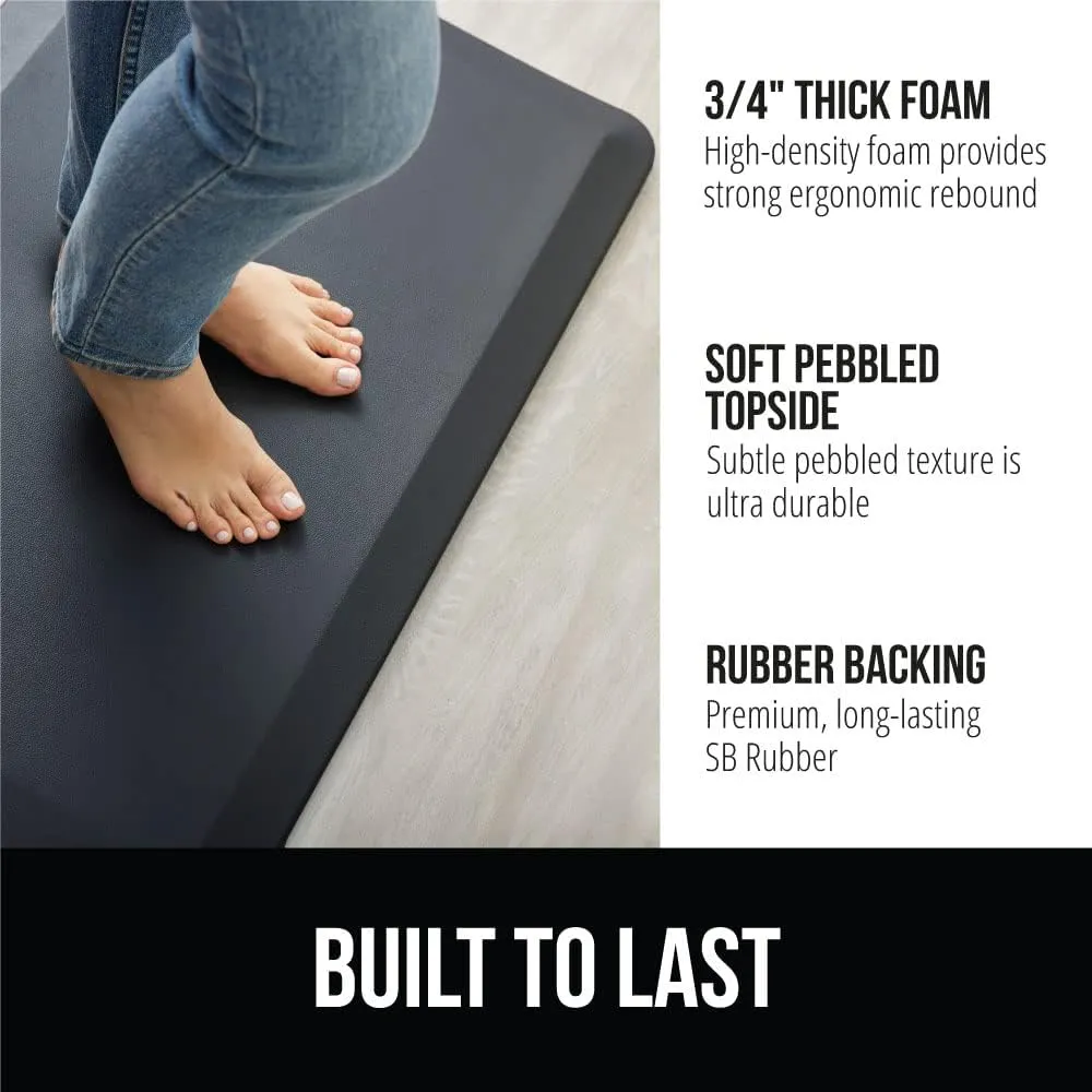 GORILLA GRIP Cushioned Anti Fatigue Mats for Kitchen Floor, 39x20, Ergonomic Standing Office Desk Mat, Waterproof Scratch Resistant Pebbled Top, Supportive Comfort Padded Foam Rugs, 3/4 in Thick Black