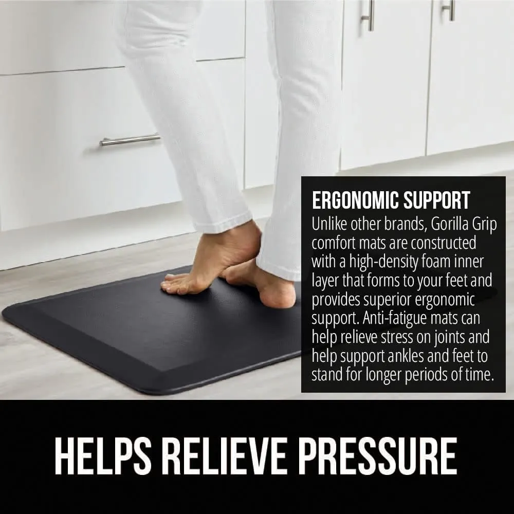 GORILLA GRIP Cushioned Anti Fatigue Mats for Kitchen Floor, 39x20, Ergonomic Standing Office Desk Mat, Waterproof Scratch Resistant Pebbled Top, Supportive Comfort Padded Foam Rugs, 3/4 in Thick Black