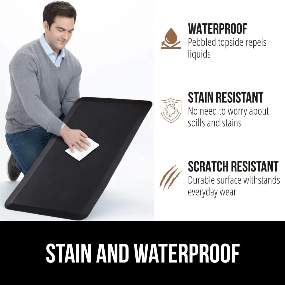 GORILLA GRIP Cushioned Anti Fatigue Mats for Kitchen Floor, 39x20, Ergonomic Standing Office Desk Mat, Waterproof Scratch Resistant Pebbled Top, Supportive Comfort Padded Foam Rugs, 3/4 in Thick Black