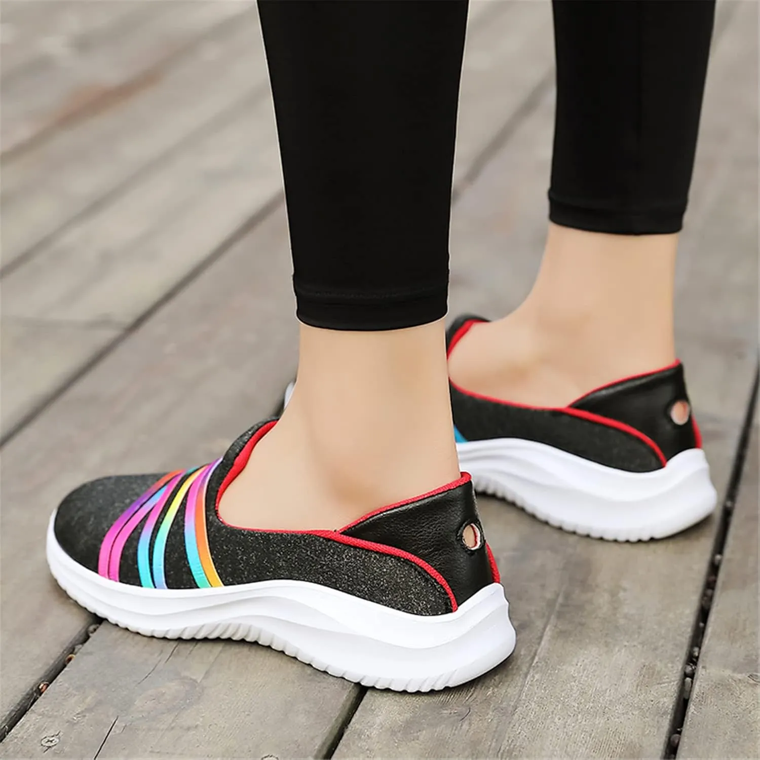 GOSPT Women's Knit Slip on Loafers Lightweight Nurse Walking Flat Sneakers Work Shoes