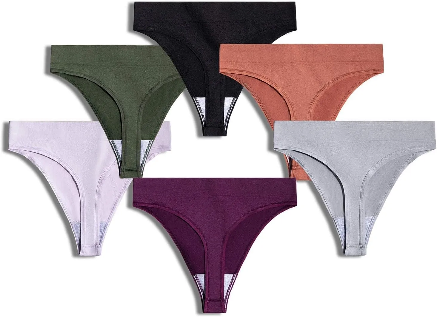 GRANKEE Women's Breathable Seamless Thong Panties No Show Underwear Pack