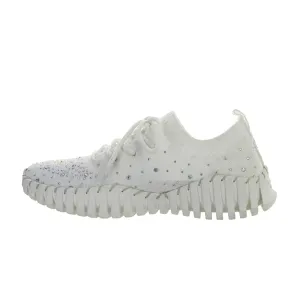 Gravity Crystals Knit Sneakers in White by Bernie Mev
