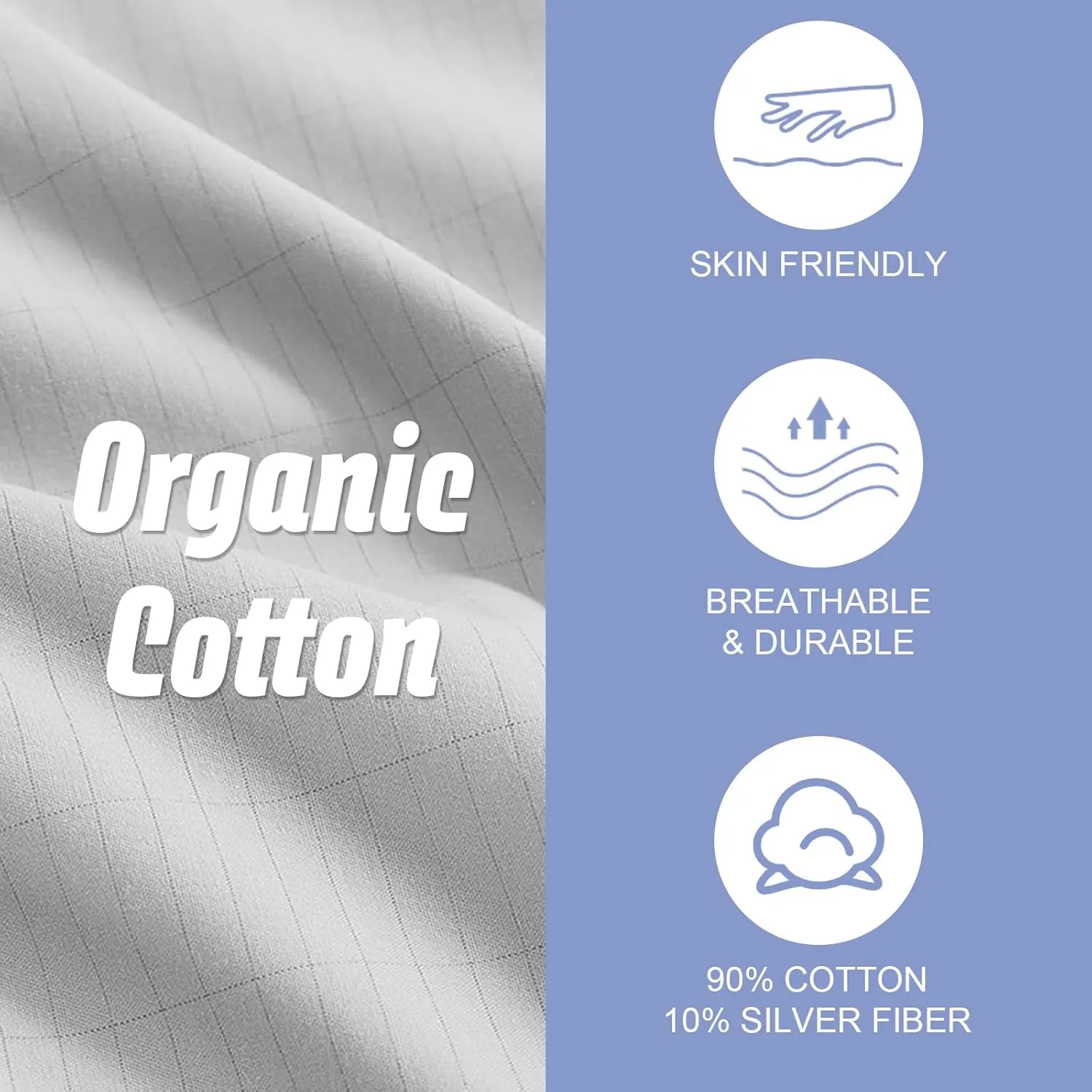 Grounding Sheets for Bed, Grounding Flat Sheet with Silver Fiber & Cotton for Better Sleep