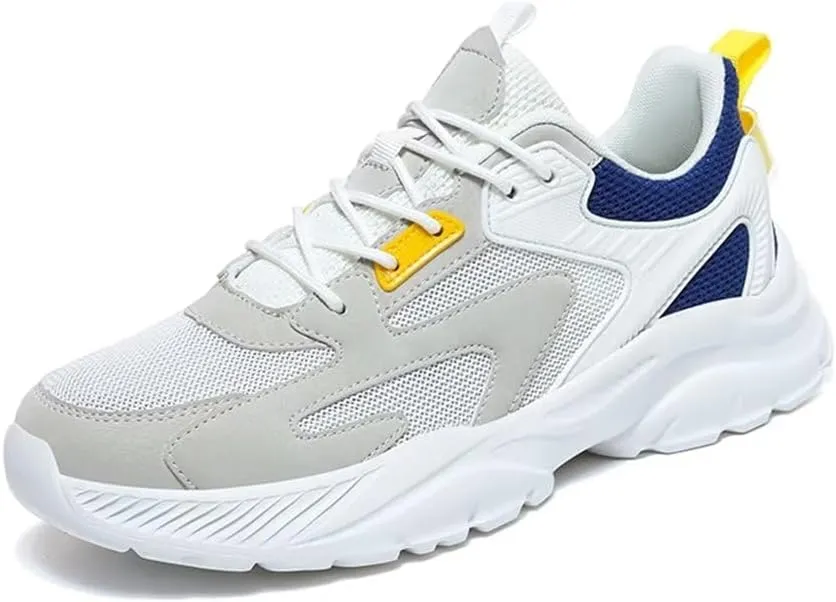 GSLMOLN Men's Trendy Air Cushioned Breathable Lightweight Cushioned Running Shoes Non-Slip Comfortable Outdoor Athletic Walking Sneakers