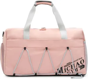 Gym Bag for Men Women, Waterproof Sports Duffle Bag with Shoe Compartment & Wet Pocket, Small Travel Duffel Bag Overnight Carry on Weekender bag for Workout, Fitness, Overnight, Yoga - Pink