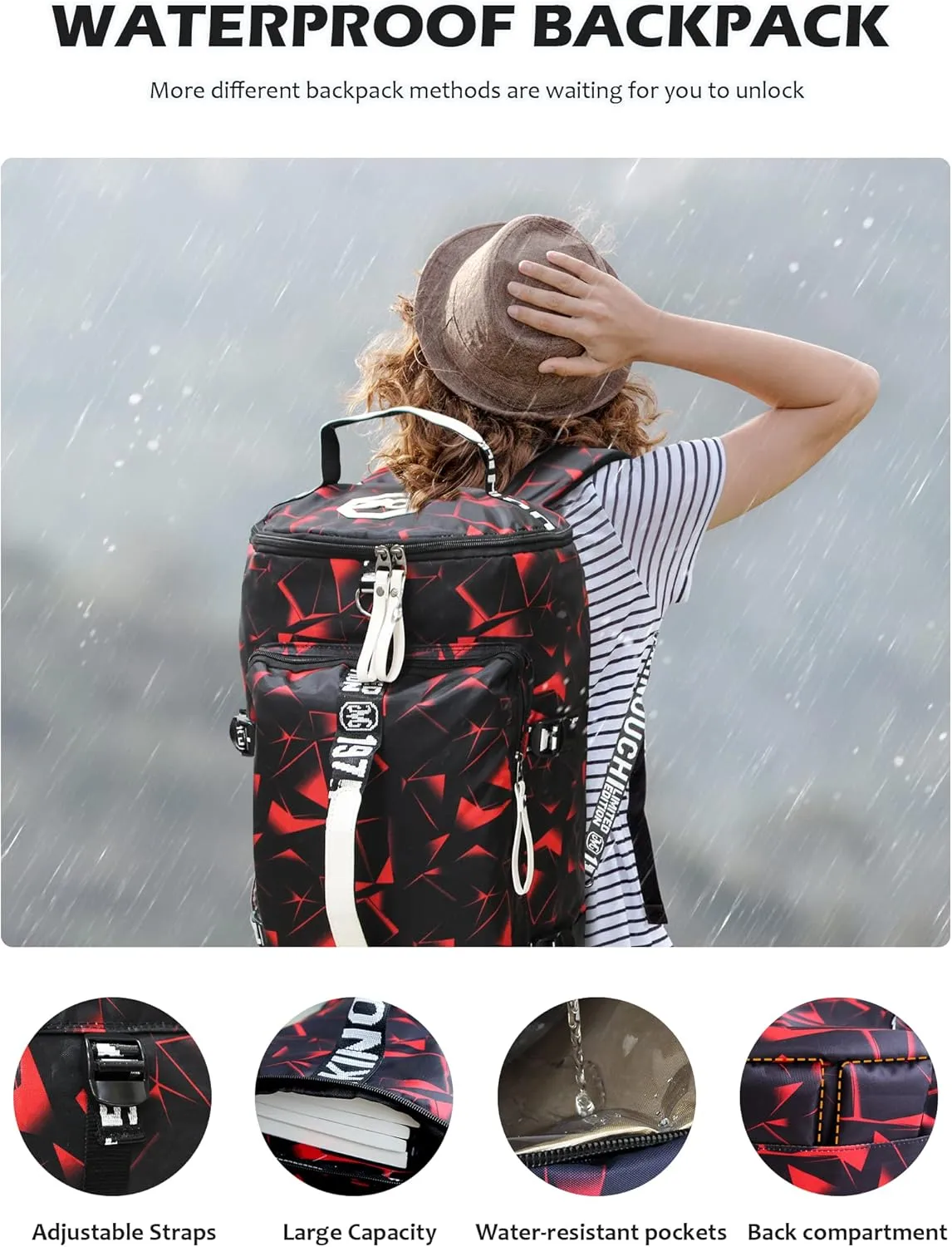 Gym Sport Bag Backpack Duffle Bag Weekender Bag Waterproof Travel Sling Bag Casual Daypack for Men and Women