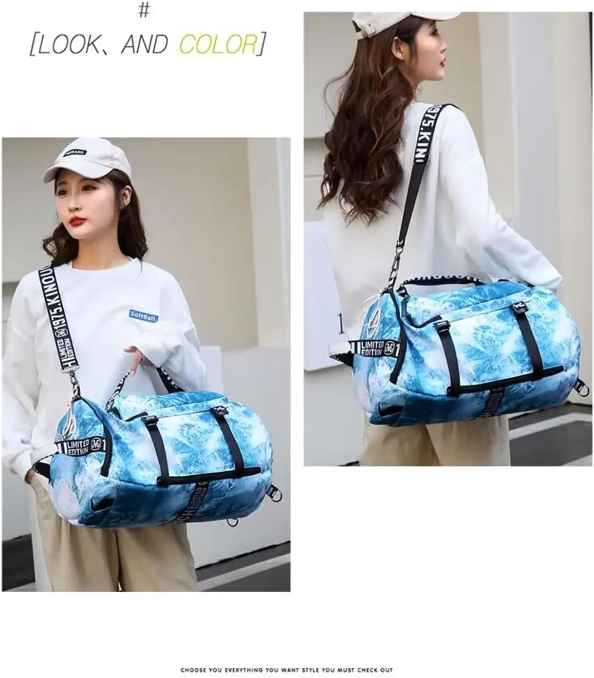 Gym Sport Bag Backpack Duffle Bag Weekender Bag Waterproof Travel Sling Bag Casual Daypack for Men and Women