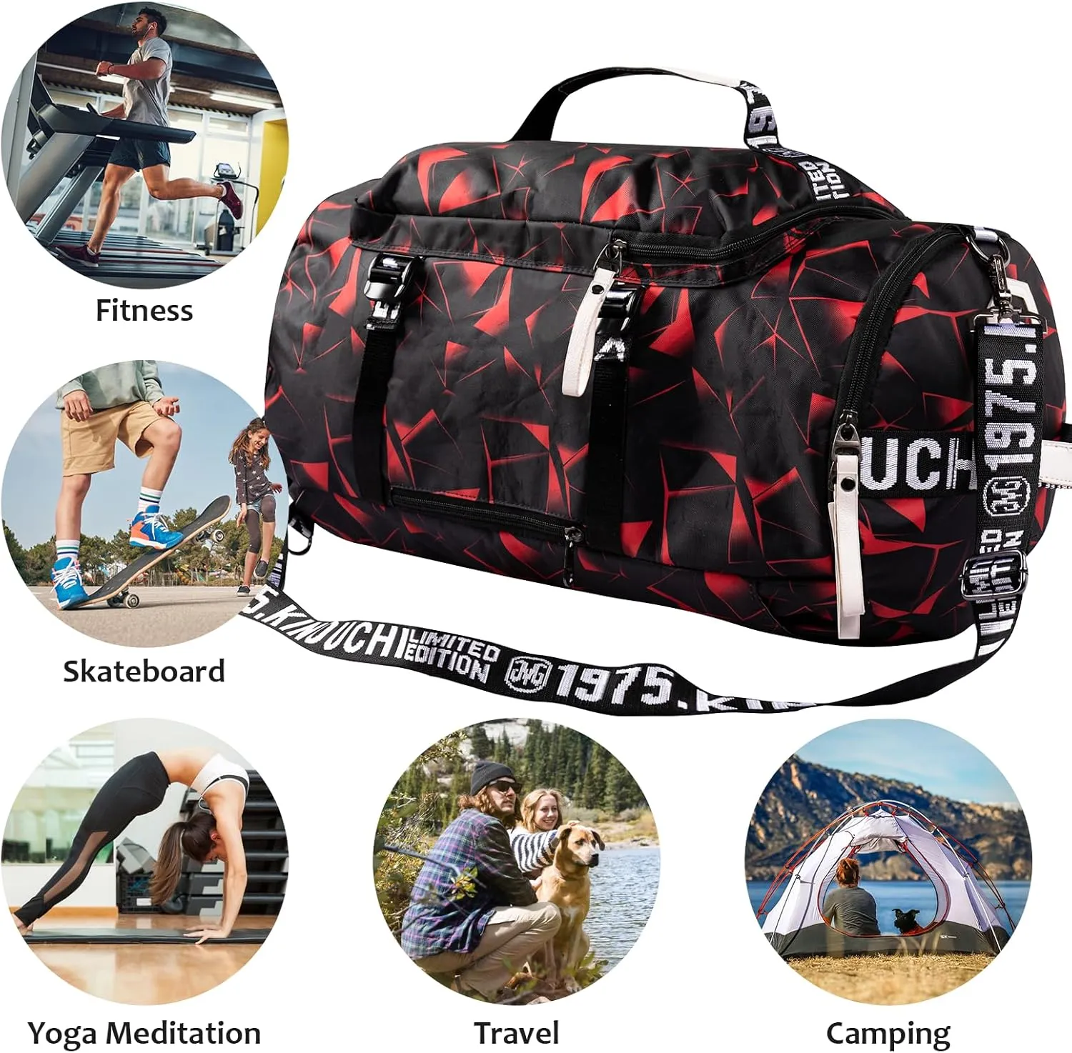 Gym Sport Bag Backpack Duffle Bag Weekender Bag Waterproof Travel Sling Bag Casual Daypack for Men and Women