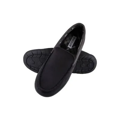 Haggar Men's Microsuede Fleece-Lined Venetian Slippers Black Size X-Large