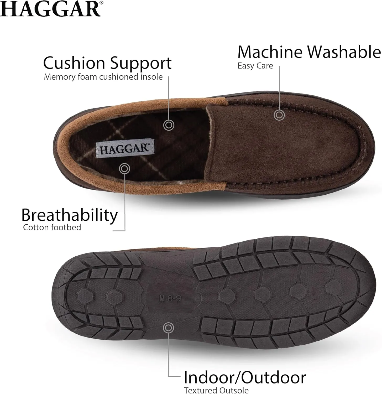 Haggar Men's Venetian Slipper Indoor/Outdoor House Shoe with Memory Foam Comfort