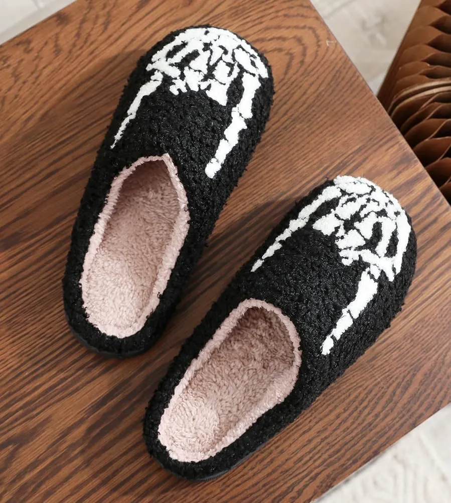 Halloween Slippers for Women Men Fuzzy Preppy Slipper Warm Funny Spooky Cloud Slipper House Couple Slipper Memory Foam Shoes, F-GY-DTX005