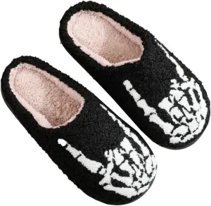 Halloween Slippers for Women Men Fuzzy Preppy Slipper Warm Funny Spooky Cloud Slipper House Couple Slipper Memory Foam Shoes, F-GY-DTX005