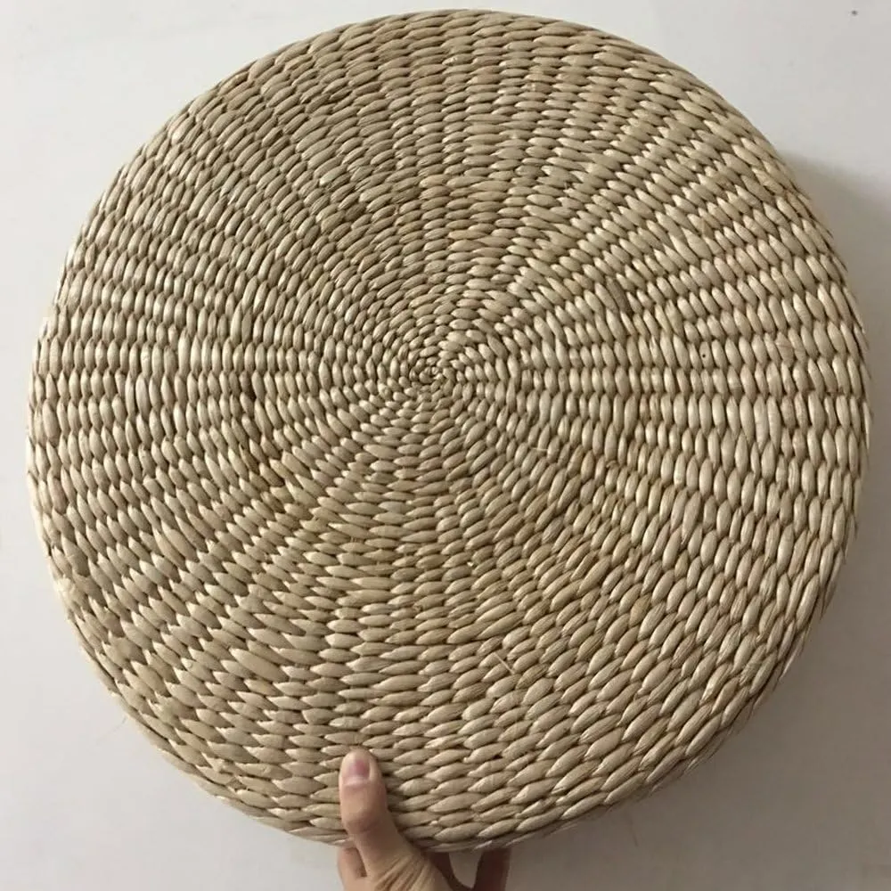 Handcrafted Eco-Friendly Breathable Padded Knitted Straw Flat Seat Cushion/Straw futon Cushion (Round 45cm(17.72 in))
