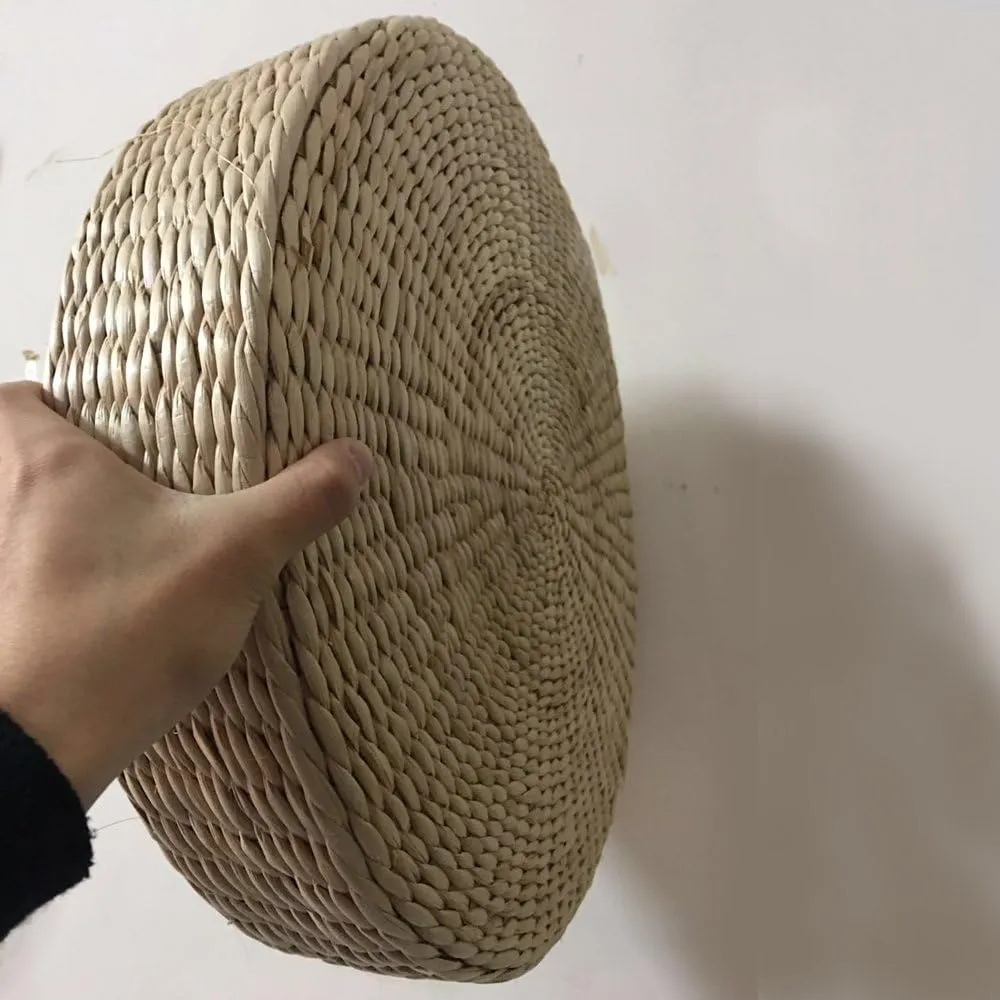 Handcrafted Eco-Friendly Breathable Padded Knitted Straw Flat Seat Cushion/Straw futon Cushion (Round 45cm(17.72 in))