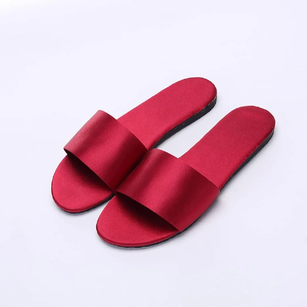 HANDKEI Women's Home Slippers Summer Satin Indoor Breathable Flat Sandals Slippers