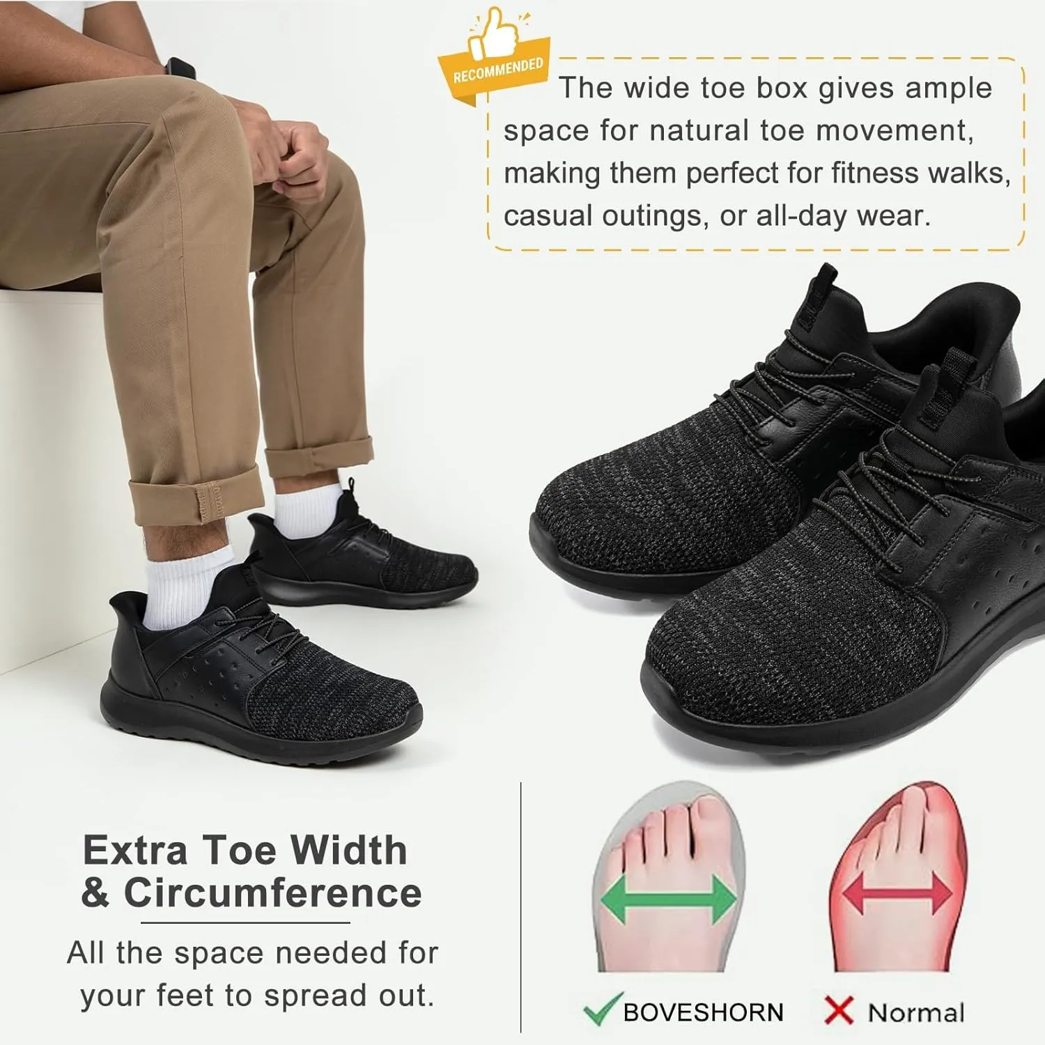 Hands Free Slip On Shoes for Men Walking Casual Sneaker Arch Support Memory Foam Mesh Light Cushioning Fashion Breathable Stylish Black White Tan Grey